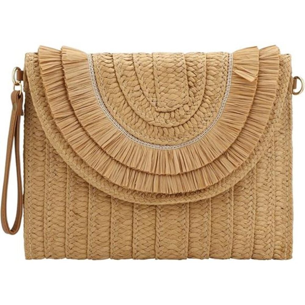 Gets Straw Clutch Purse for Women, Woven Beach Bag Summer Corssbody Purse Small - Picture 6 of 7